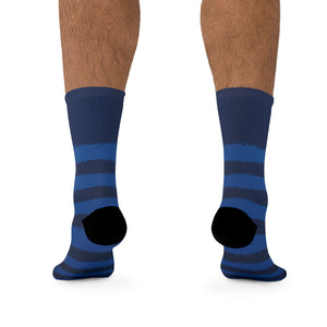 Unisex Blue Stripe Carbon 3/4 MTB Socks