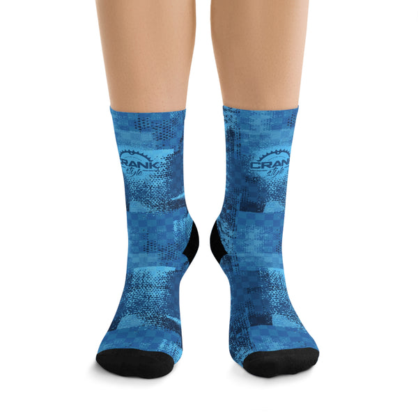 Unisex Dirty Blue Check 3/4 MTB Socks