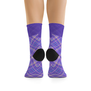 Unisex Purp Check Plaid 3/4 MTB Socks