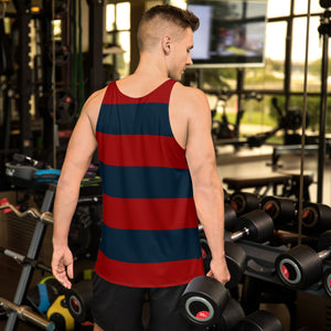 Men's Classic Navy Blue & Red Striped Tank Top