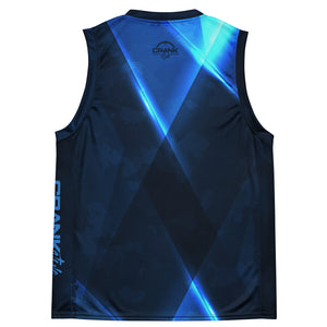 Gear up for your summer mountain biking adventures with Crank Style's Unisex Sleeveless UPF50+ Abstract Blue Angle Camo MTB Jersey. This jersey enhances your performance while keeping you cool and dry. Featuring a striking abstract blue angle camo design, it’s perfect for those who demand both style and functionality. Crafted from 100% recycled polyester fabric, this eco-friendly jersey is ideal for tackling trails and turning heads on the street.