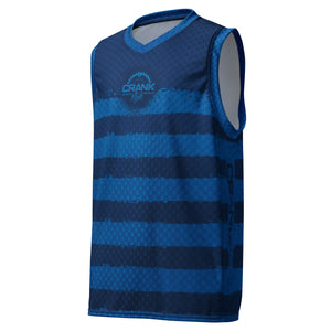 Unisex Sleeveless UPF50+ MTB Jersey with Blue Stripe Check