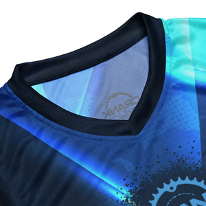 Gear up for your summer mountain biking adventures with Crank Style's Unisex Sleeveless UPF50+ Abstract Blue Angle Camo MTB Jersey. This jersey enhances your performance while keeping you cool and dry. Featuring a striking abstract blue angle camo design, it’s perfect for those who demand both style and functionality. Crafted from 100% recycled polyester fabric, this eco-friendly jersey is ideal for tackling trails and turning heads on the street.