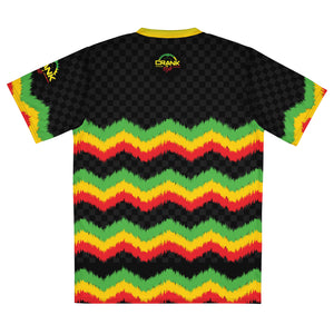 Unisex Rasta Chevron Pattern Check UPF50+ V-Neck MTB Jersey