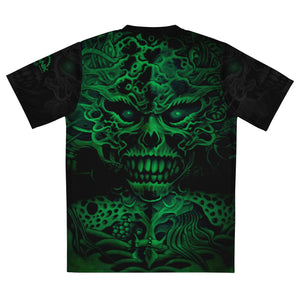 Unisex Green Skull UPF50+ V-Neck MTB Jersey