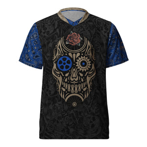 Unisex Day of the Dead "Dia de Muertos" UPF50+ V-Neck MTB Jersey