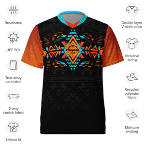 Unisex Native & Aztec Style UPF50+ V-Neck MTB Jersey