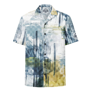 Men's Grungy Paint Short Sleeve UPF50+ Button Down Shirt