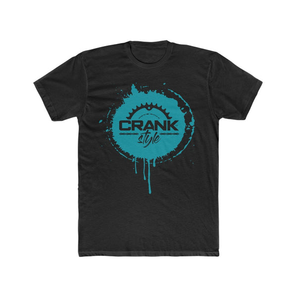 Men's Teal Crank Style Paint Drip Cotton Crew Tee