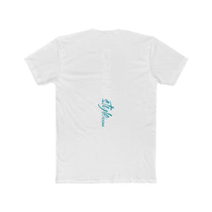 Men's Teal Crank Style Paint Drip Cotton Crew Tee