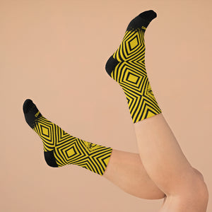 Blk & Yelo Pattern 3/4 MTB Socks