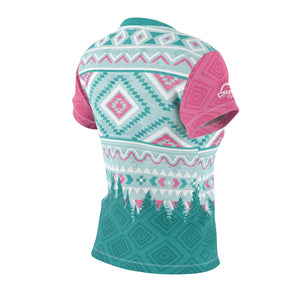 Ladies Pink & Teal Aztec Style MTB Jersey