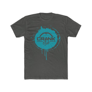 Men's Teal Crank Style Paint Drip Cotton Crew Tee