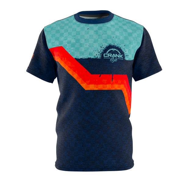 Men's Retro Blue & Orange MicroBlok Drifit MTB Jersey 🔥