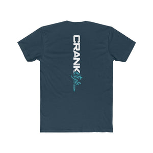 Men's Teal Crank Style Paint Drip Cotton Crew Tee