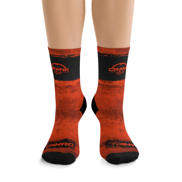 Orange Textured 3/4 MTB Socks